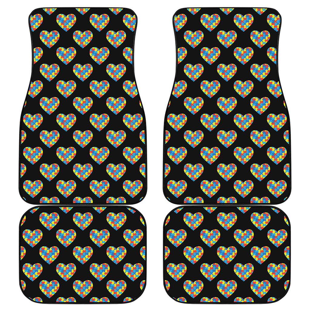 Autism Awareness Heart Pattern Print Front and Back Car Floor Mats