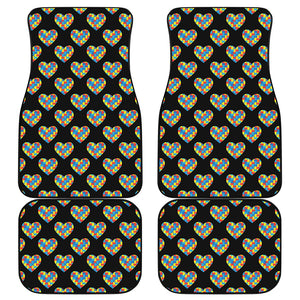 Autism Awareness Heart Pattern Print Front and Back Car Floor Mats