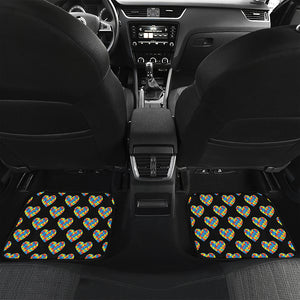 Autism Awareness Heart Pattern Print Front and Back Car Floor Mats