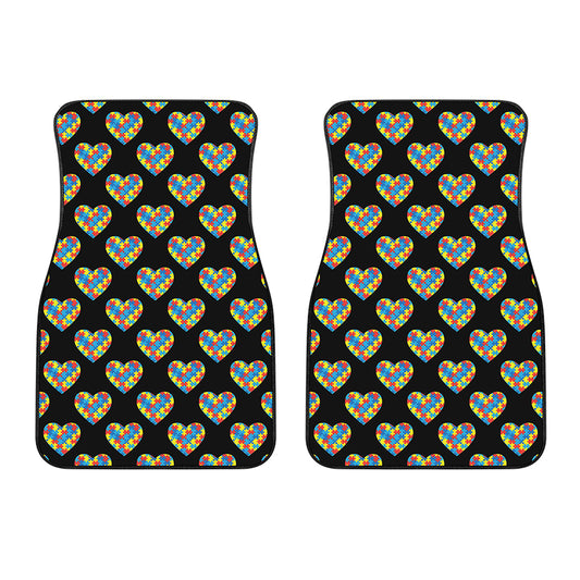 Autism Awareness Heart Pattern Print Front Car Floor Mats