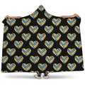 Autism Awareness Heart Pattern Print Hooded Blanket