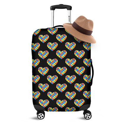 Autism Awareness Heart Pattern Print Luggage Cover