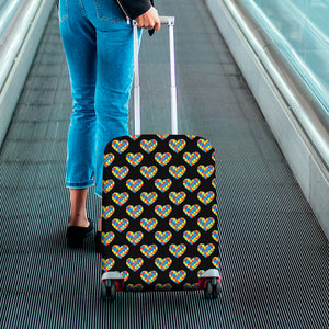 Autism Awareness Heart Pattern Print Luggage Cover