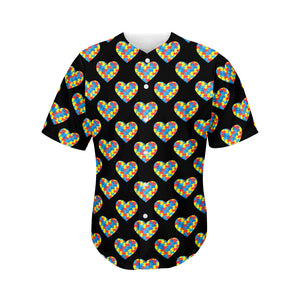 Autism Awareness Heart Pattern Print Men's Baseball Jersey