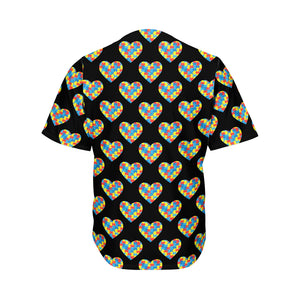 Autism Awareness Heart Pattern Print Men's Baseball Jersey