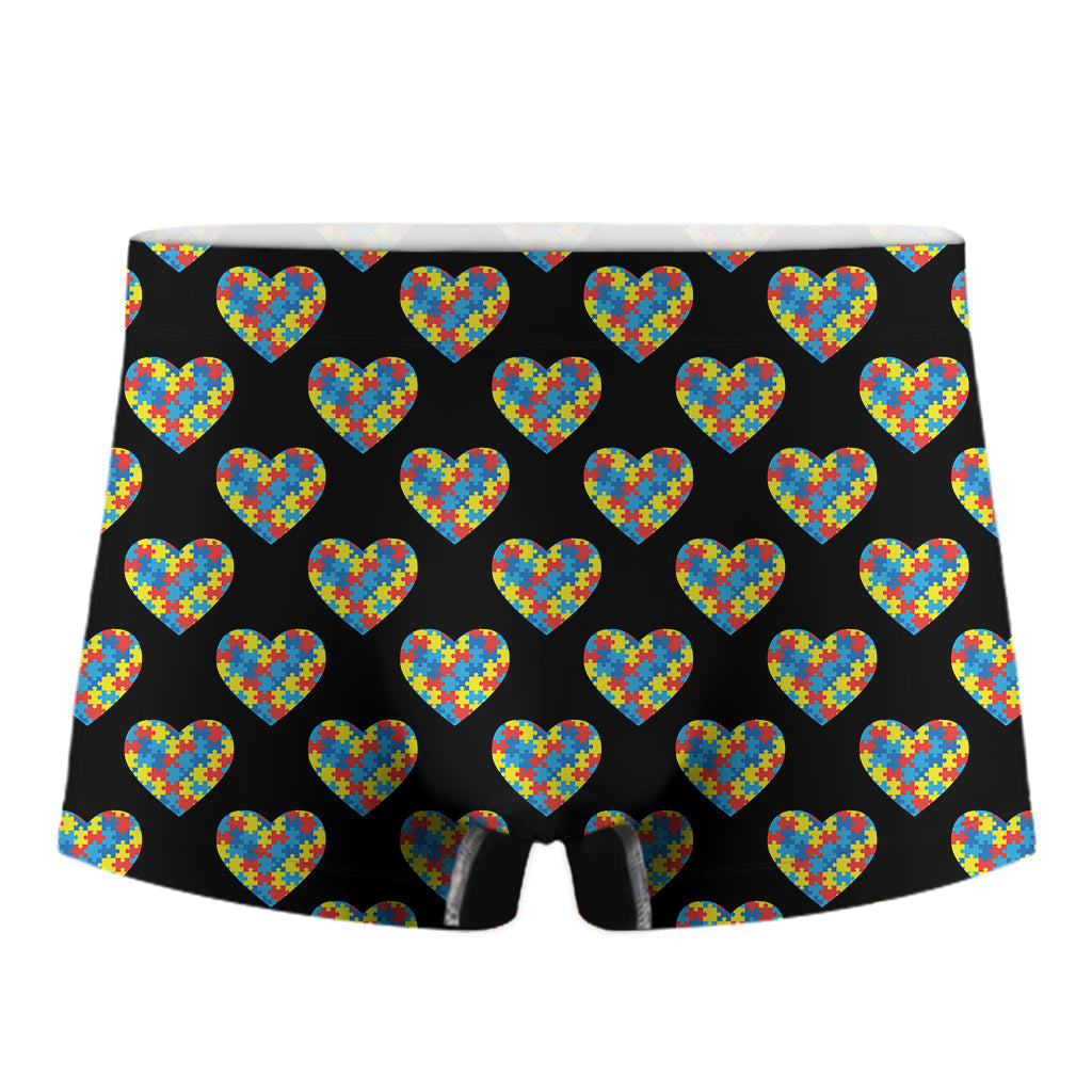 Autism Awareness Heart Pattern Print Men's Boxer Briefs