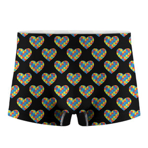 Autism Awareness Heart Pattern Print Men's Boxer Briefs