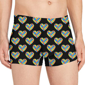 Autism Awareness Heart Pattern Print Men's Boxer Briefs