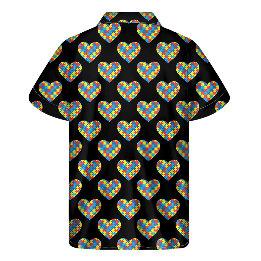 Autism Awareness Heart Pattern Print Men's Short Sleeve Shirt