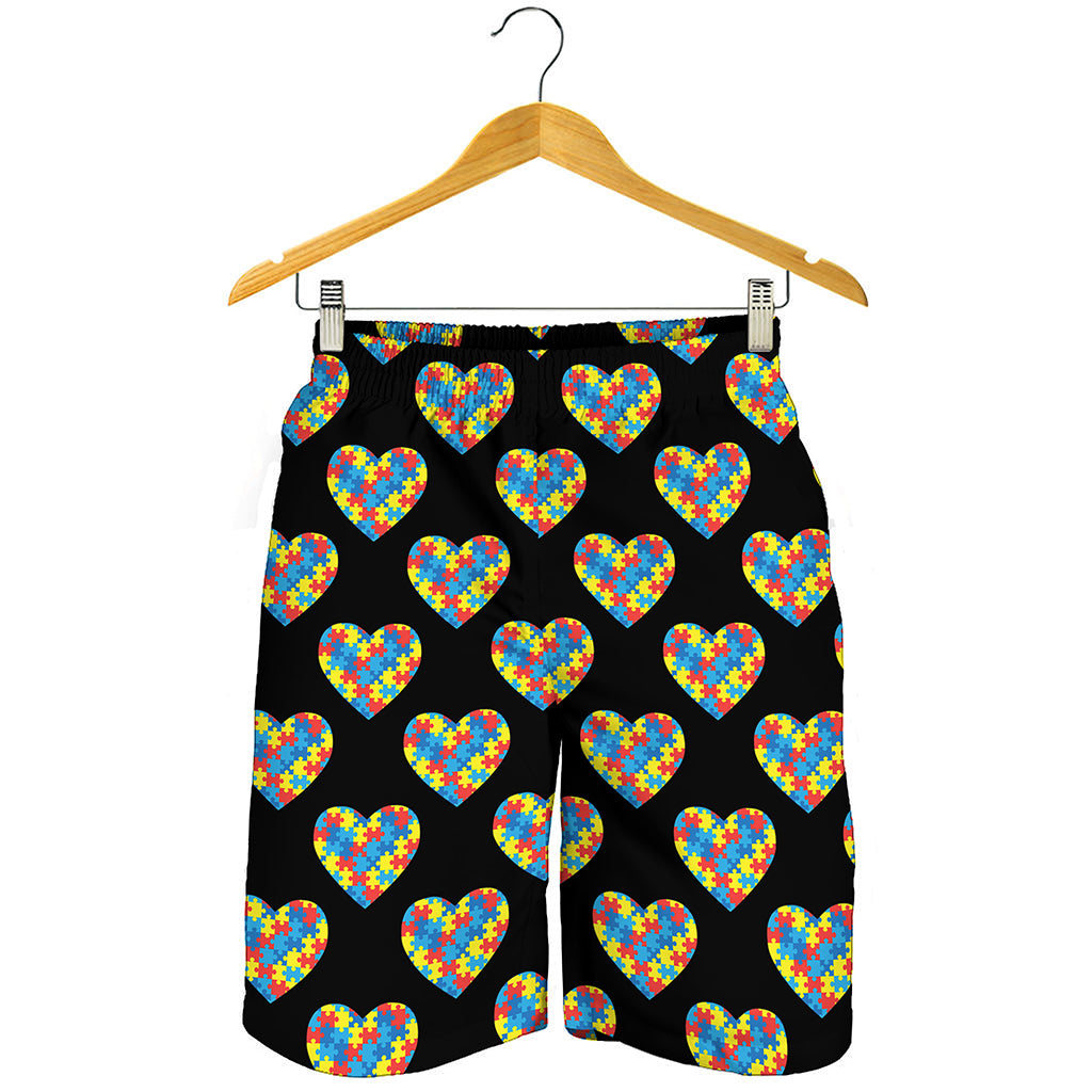 Autism Awareness Heart Pattern Print Men's Shorts