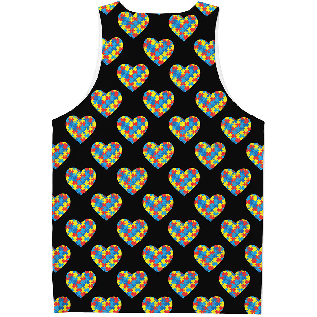 Autism Awareness Heart Pattern Print Men's Tank Top