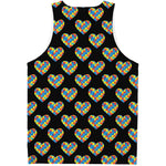 Autism Awareness Heart Pattern Print Men's Tank Top