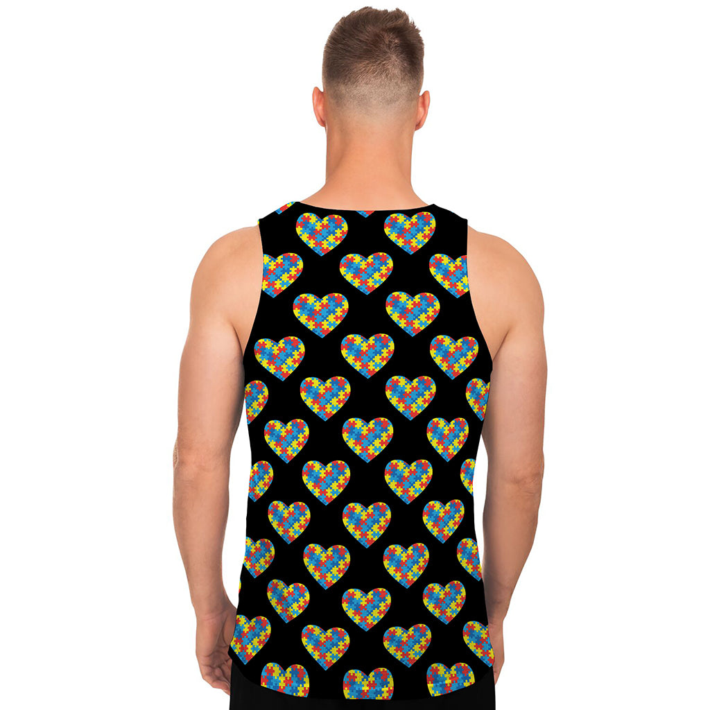 Autism Awareness Heart Pattern Print Men's Tank Top