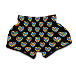 Autism Awareness Heart Pattern Print Muay Thai Boxing Shorts