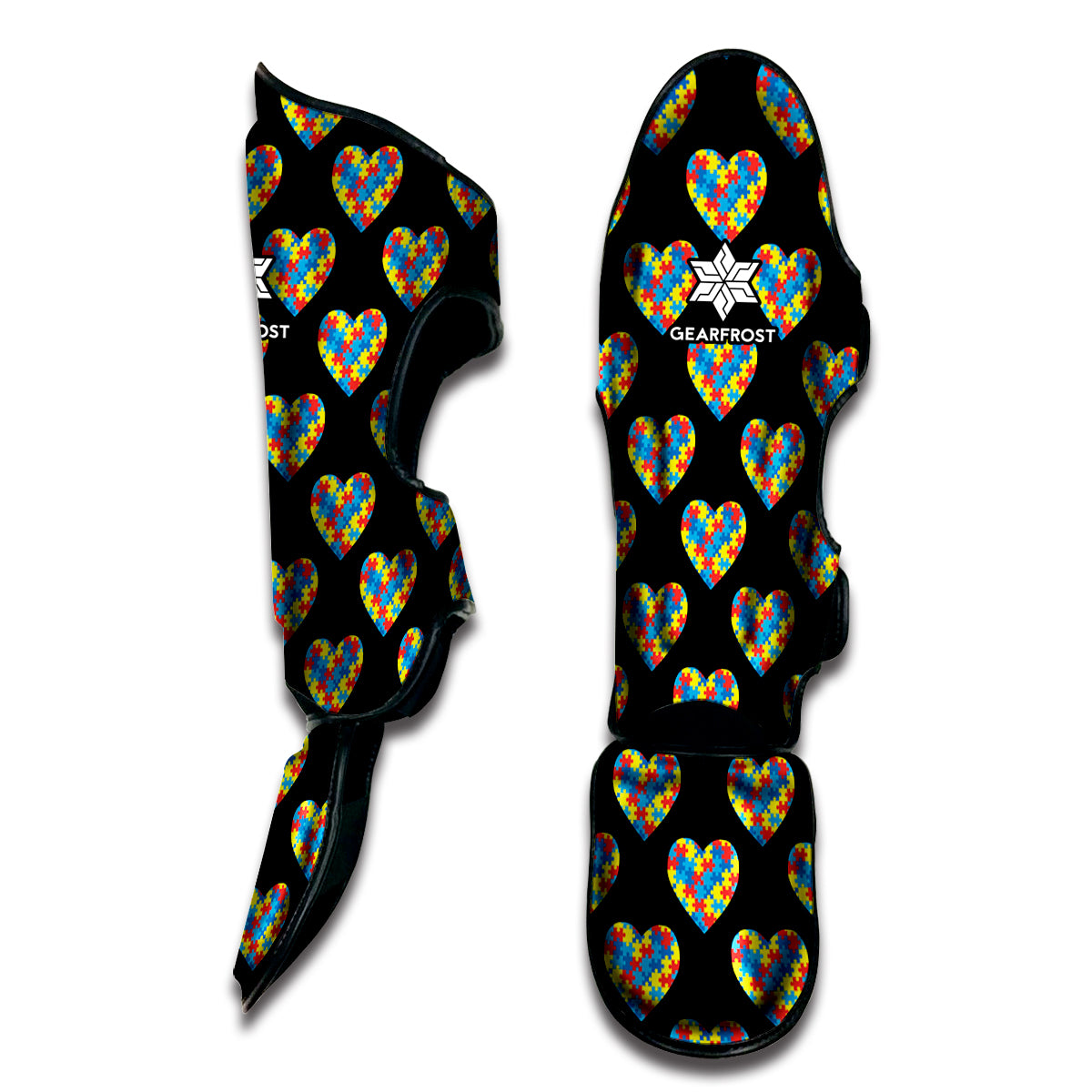Autism Awareness Heart Pattern Print Muay Thai Shin Guard
