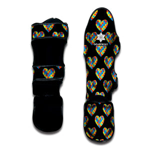 Autism Awareness Heart Pattern Print Muay Thai Shin Guard