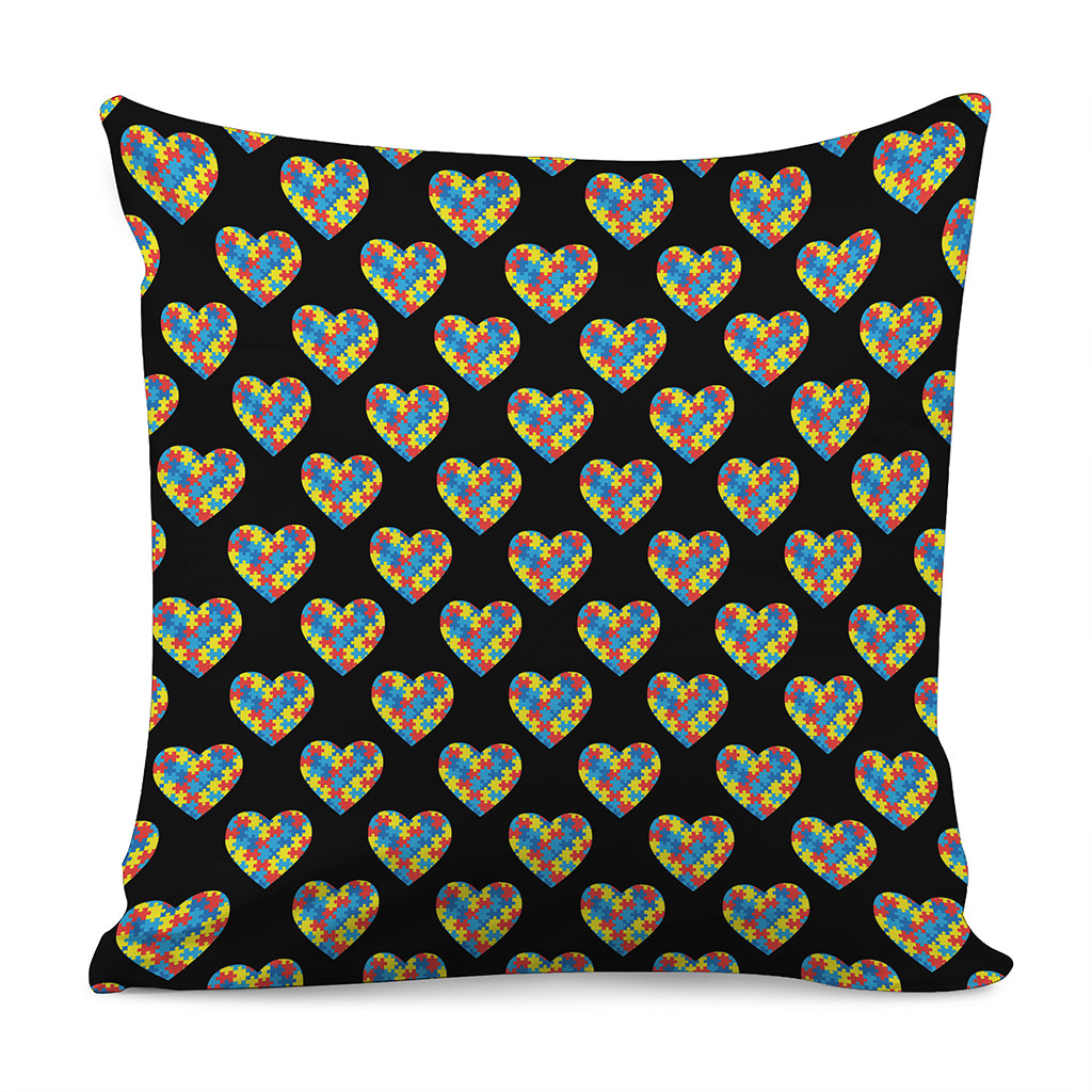 Autism Awareness Heart Pattern Print Pillow Cover