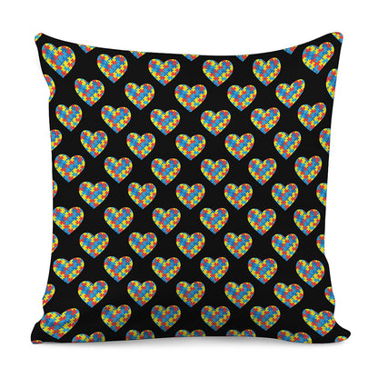 Autism Awareness Heart Pattern Print Pillow Cover
