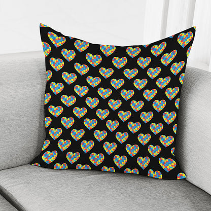 Autism Awareness Heart Pattern Print Pillow Cover