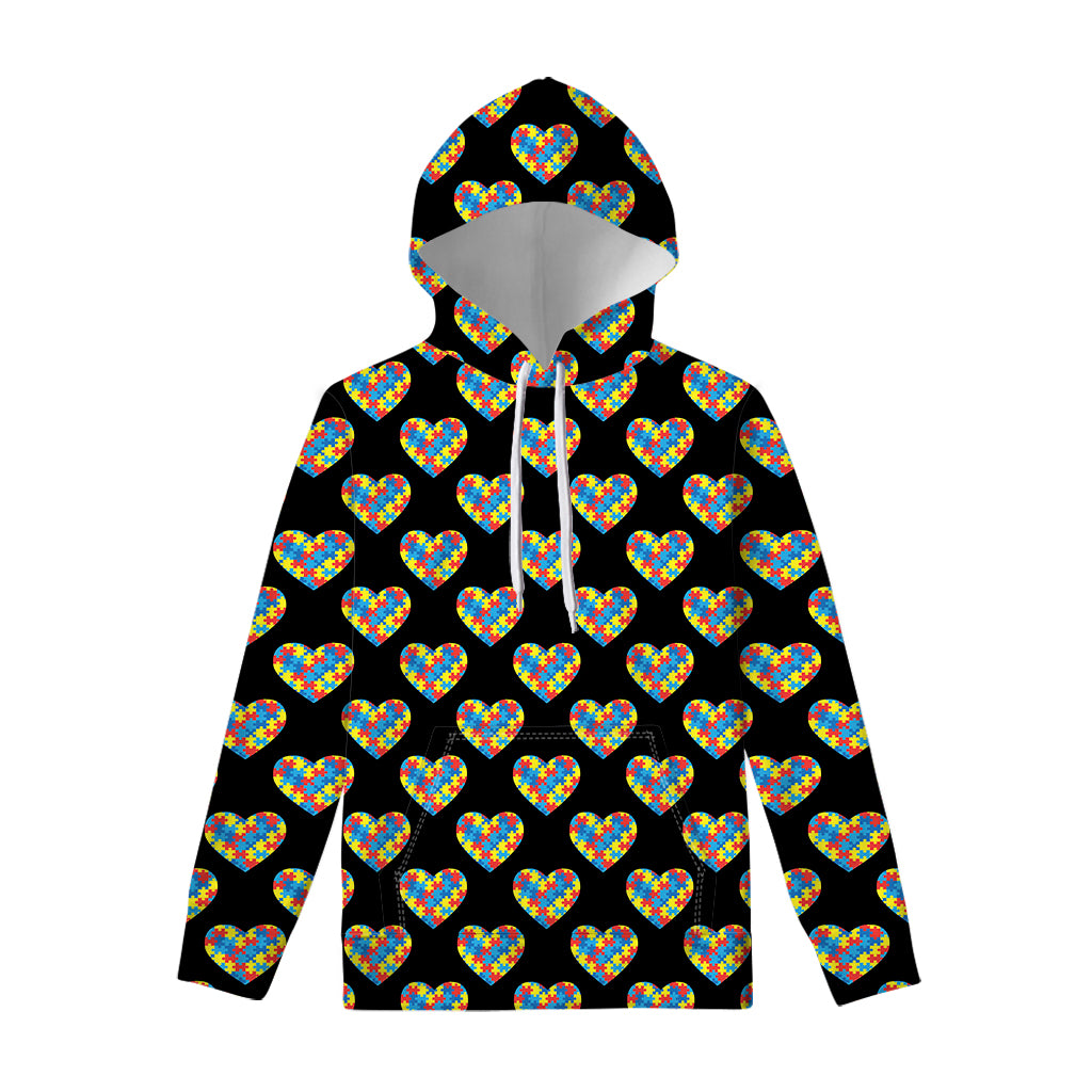 Autism Awareness Heart Pattern Print Pullover Hoodie