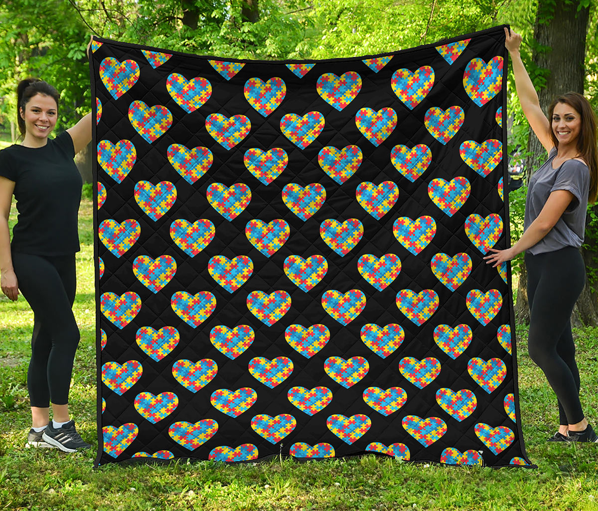 Autism Awareness Heart Pattern Print Quilt