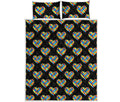 Autism Awareness Heart Pattern Print Quilt Bed Set