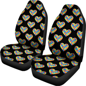 Autism Awareness Heart Pattern Print Universal Fit Car Seat Covers