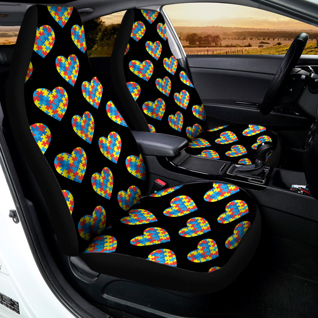 Autism Awareness Heart Pattern Print Universal Fit Car Seat Covers