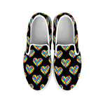 Autism Awareness Heart Pattern Print White Slip On Shoes