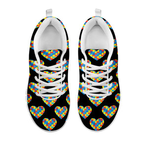 Autism Awareness Heart Pattern Print White Sneakers