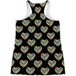 Autism Awareness Heart Pattern Print Women's Racerback Tank Top