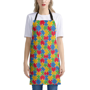 Autism Awareness Jigsaw Pattern Print Apron