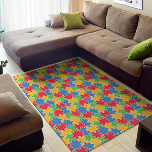 Autism Awareness Jigsaw Pattern Print Area Rug