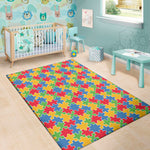 Autism Awareness Jigsaw Pattern Print Area Rug