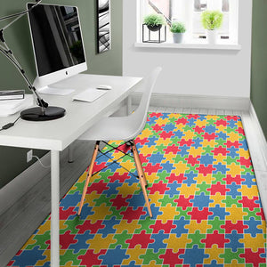 Autism Awareness Jigsaw Pattern Print Area Rug