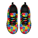 Autism Awareness Jigsaw Pattern Print Black Sneakers