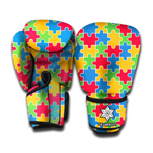 Autism Awareness Jigsaw Pattern Print Boxing Gloves