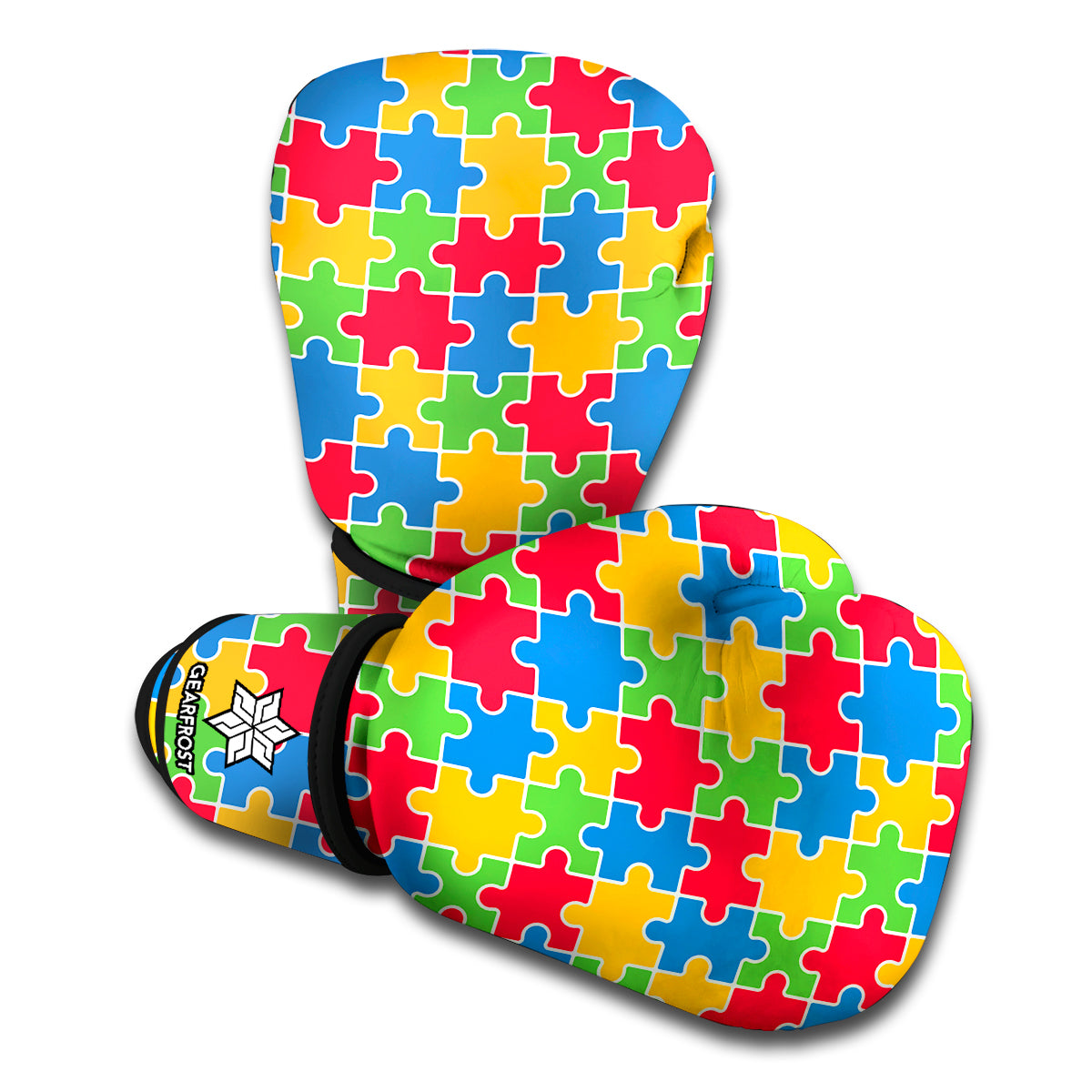 Autism Awareness Jigsaw Pattern Print Boxing Gloves