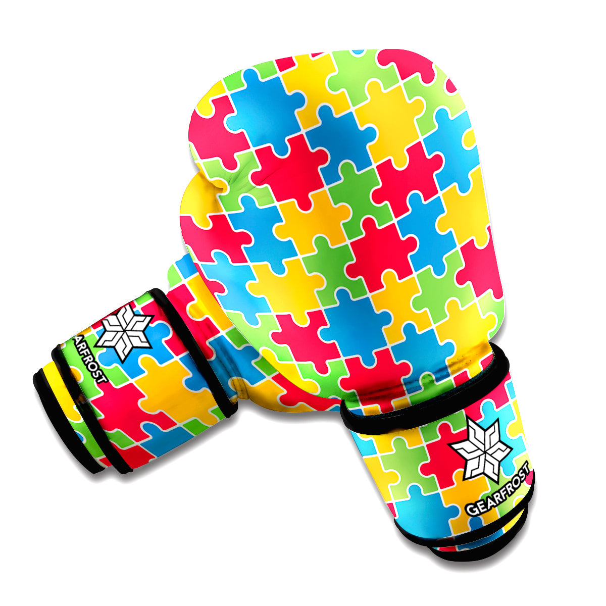 Autism Awareness Jigsaw Pattern Print Boxing Gloves