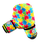 Autism Awareness Jigsaw Pattern Print Boxing Gloves