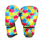 Autism Awareness Jigsaw Pattern Print Boxing Gloves