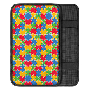 Autism Awareness Jigsaw Pattern Print Car Center Console Cover