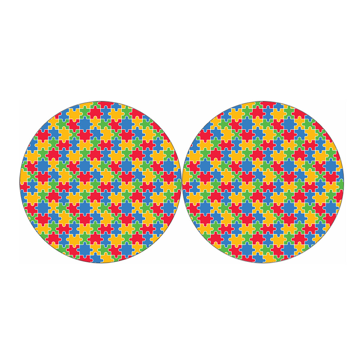 Autism Awareness Jigsaw Pattern Print Car Coasters