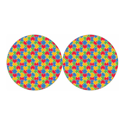 Autism Awareness Jigsaw Pattern Print Car Coasters