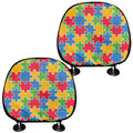 Autism Awareness Jigsaw Pattern Print Car Headrest Covers