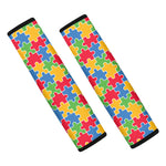 Autism Awareness Jigsaw Pattern Print Car Seat Belt Covers