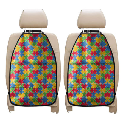 Autism Awareness Jigsaw Pattern Print Car Seat Organizers