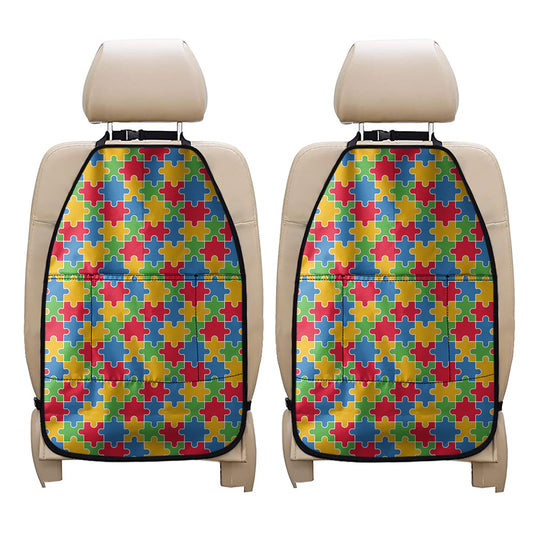 Autism Awareness Jigsaw Pattern Print Car Seat Organizers