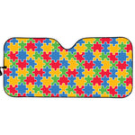 Autism Awareness Jigsaw Pattern Print Car Sun Shade