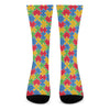 Autism Awareness Jigsaw Pattern Print Crew Socks